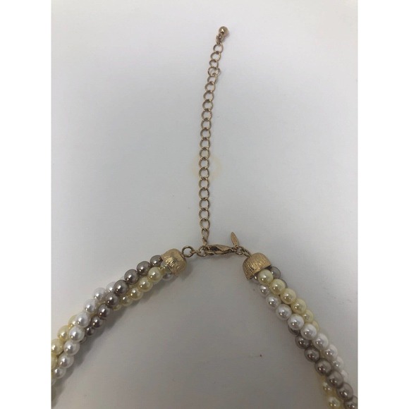 Pearl Twisted Necklace Avon Triple Color Gold Tone Clasp Extender Classic Chic - Picture 4 of 6